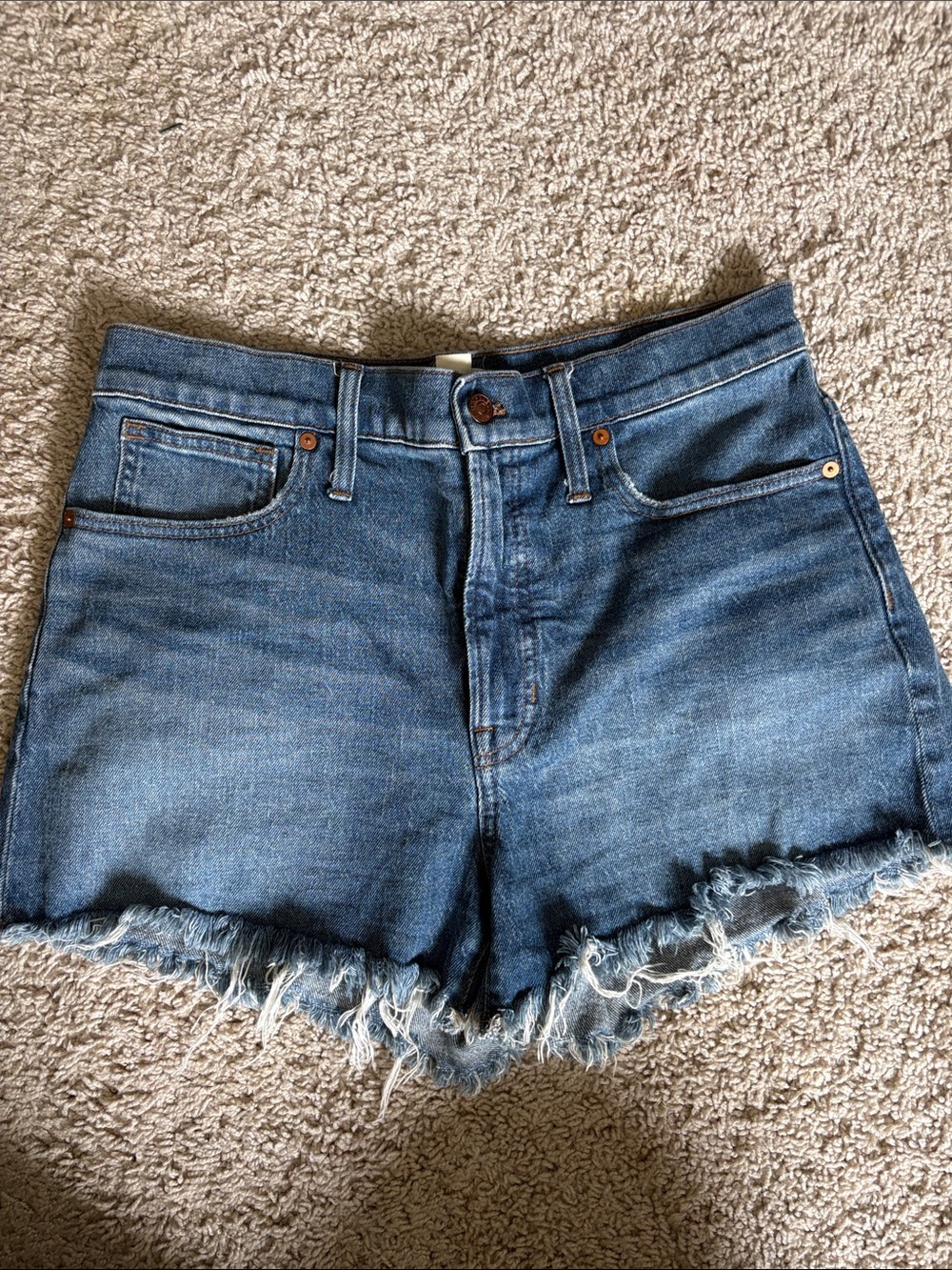 Madewell- Denim Frayed Hem High-Rise Shorts
